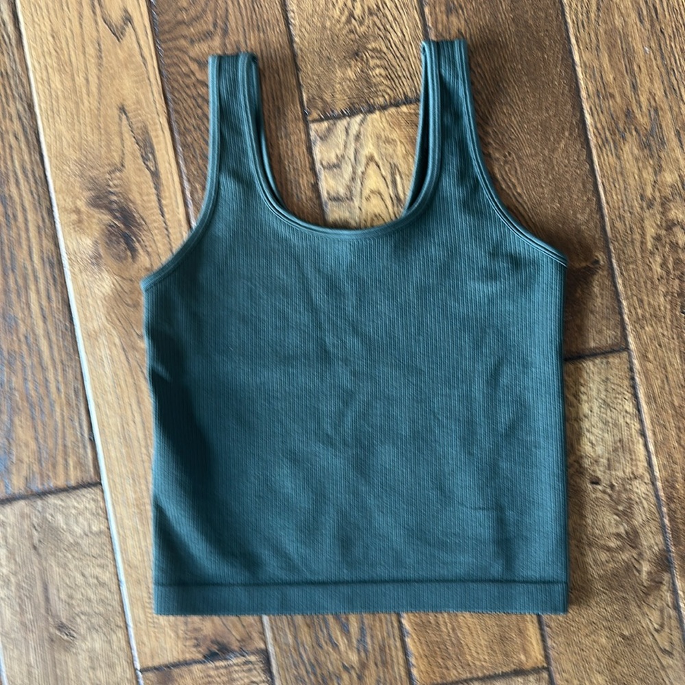 A New Day Dark Green Ribbed Sleeveless Top